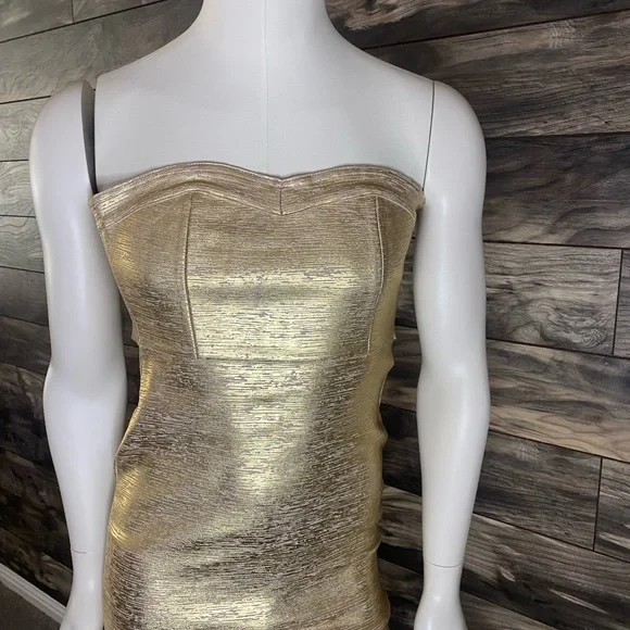 NWT Rosedress Strapless Flute Style Gold Dress - Picture 6 of 10